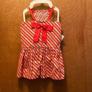 Martha Stewart red and white striped dress with bow for holidays sized medium